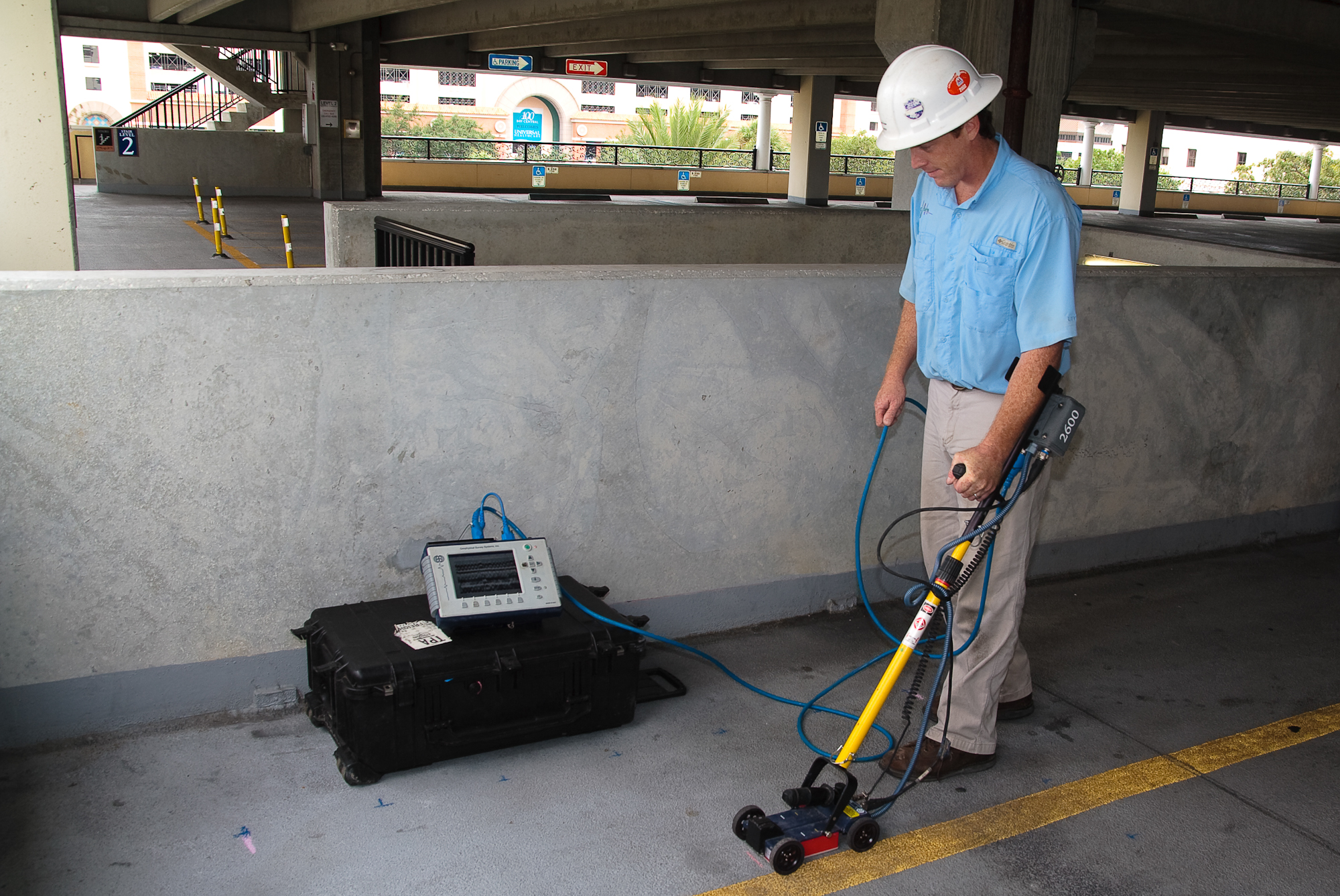 GPR Survey to identify post tensioning cable and rebar (GSSI Structurecan System)