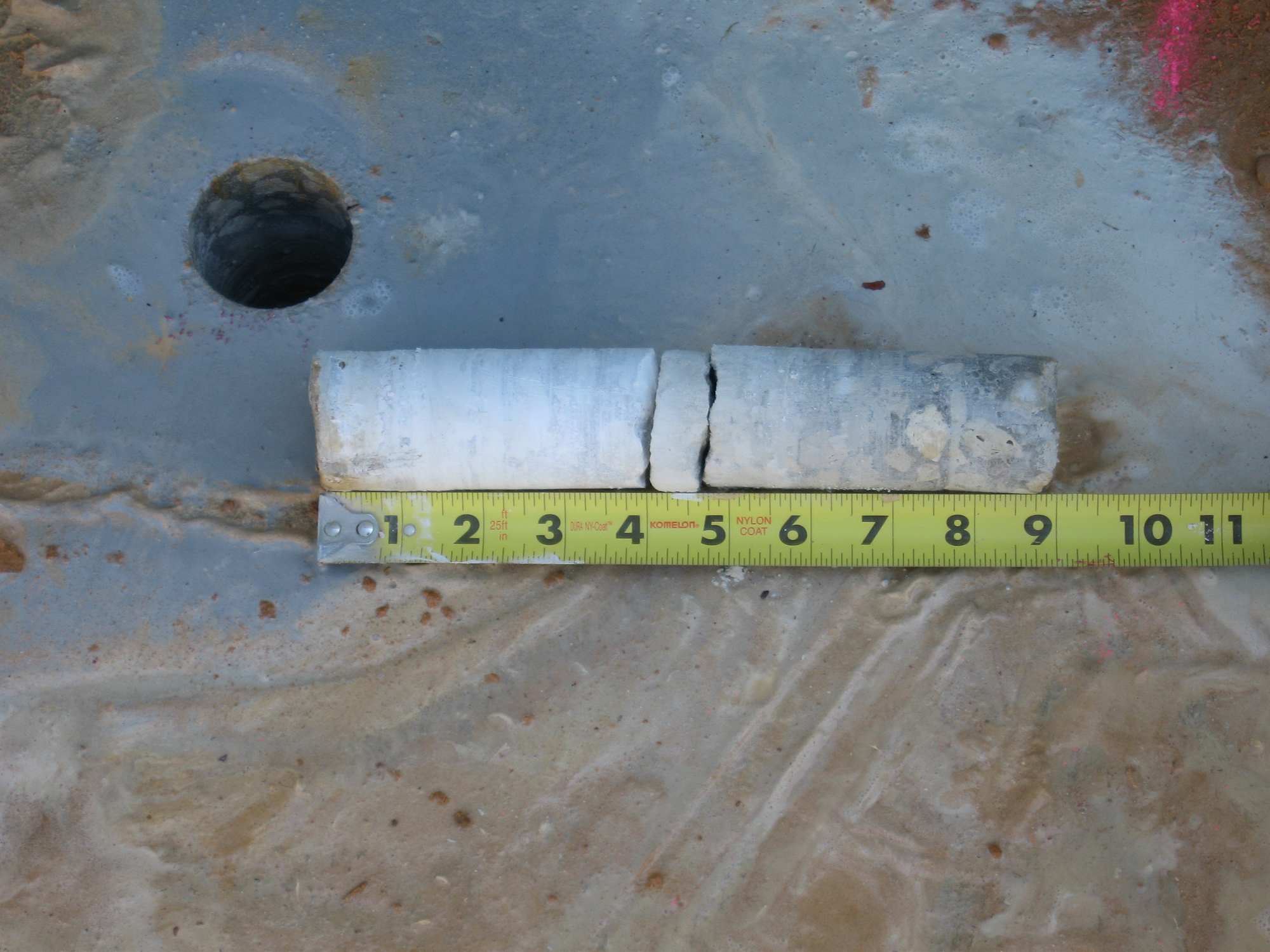 Concrete Core Confirming Zone of Delamination