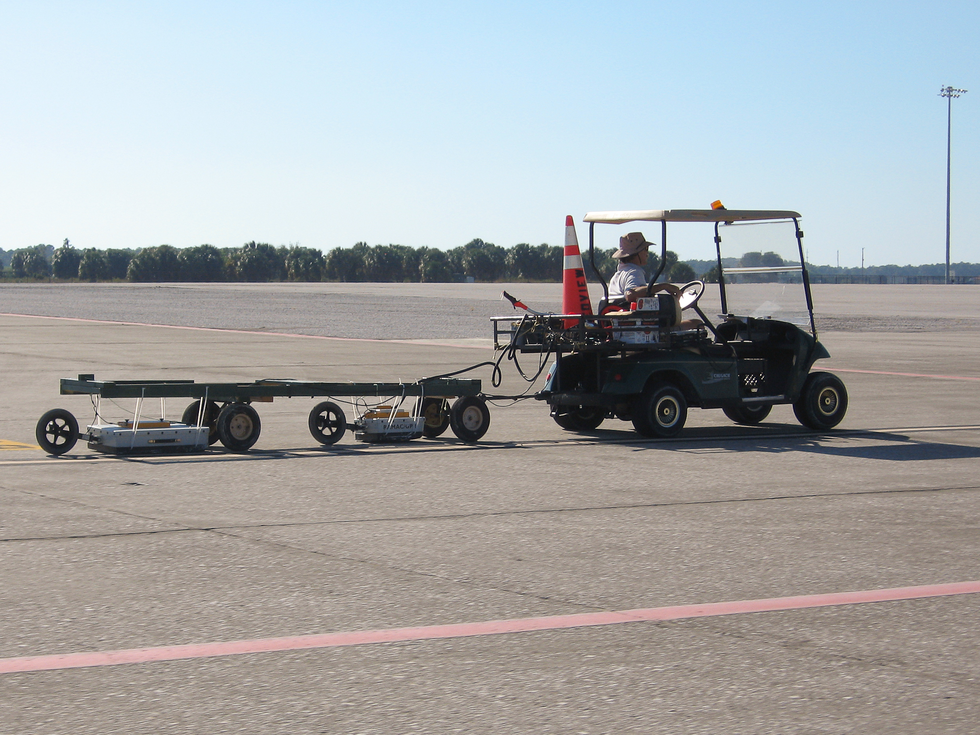 Dual Frequency GPR Survey across a taxiway of an Air Force base