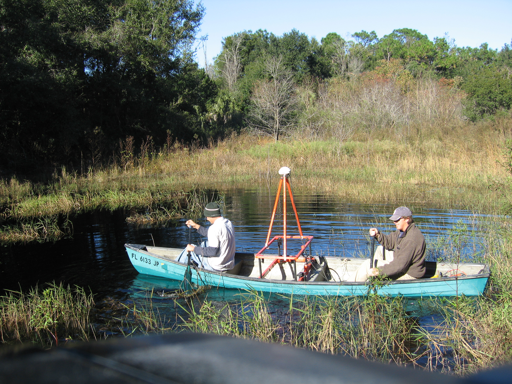 EM-61 survey across a shallow pond to find buried drums