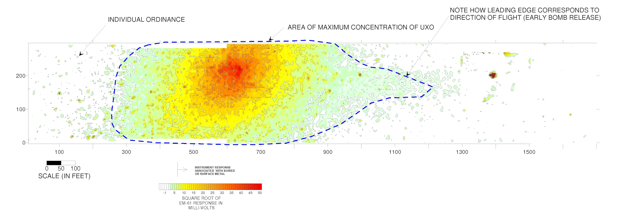 Contour Map of EM-61 Data of a World War II  Era Bombing Range