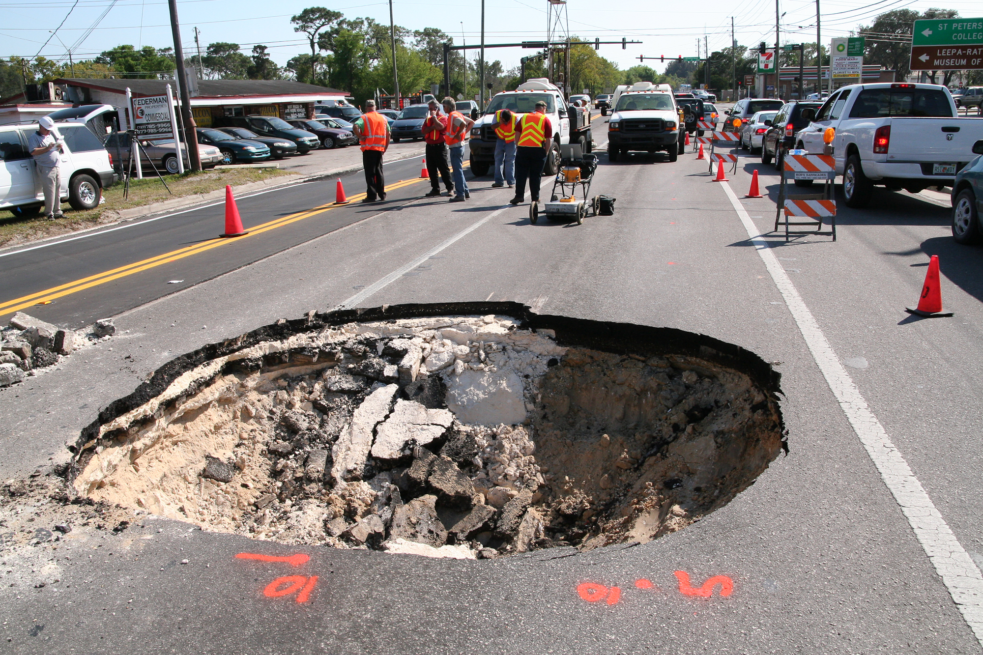 GPR survey by a sinkhole beneath a road in Pinellas County, Florida