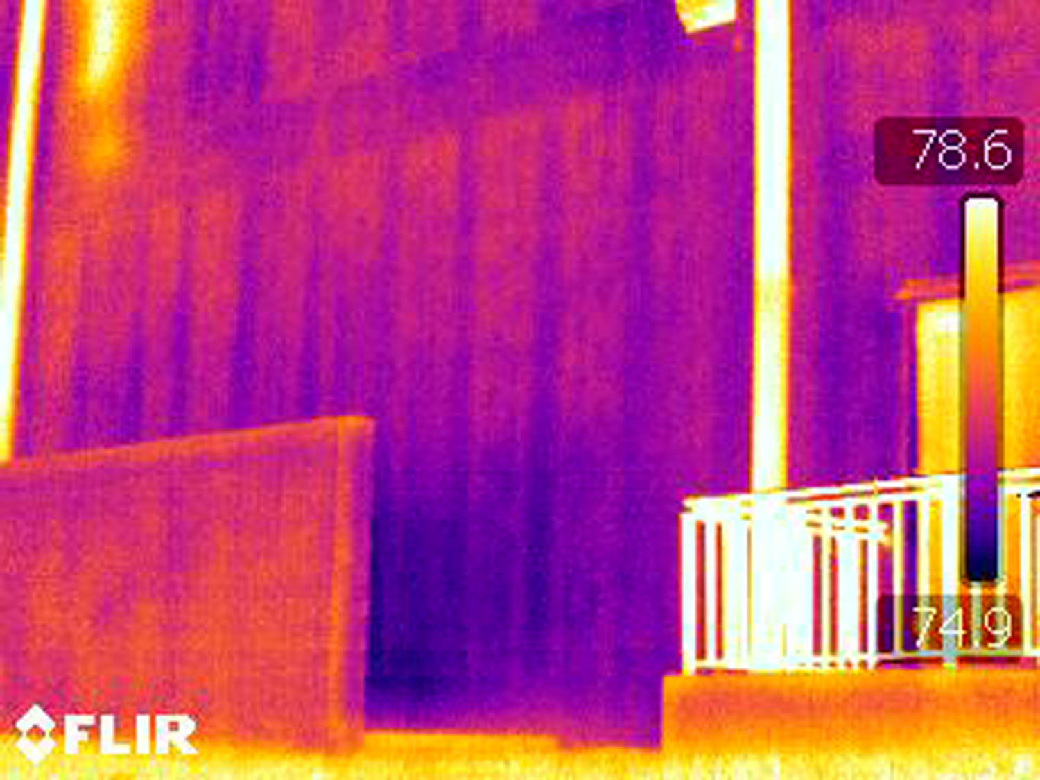 Thermal Image showing filled masonry block cells