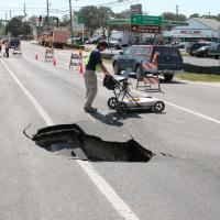 GPR survey by an active sinkhole beneath a road in Pinellas County, Florida