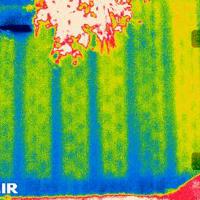 Thermal Image showing filled cells of a masonry block wall