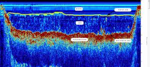 Sub-Bottom Profiling Example Showing Ash Thickness